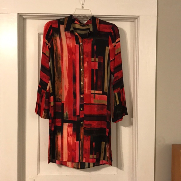 Rafaella printed bell sleeve tunic size 6 NWT - Picture 3 of 8